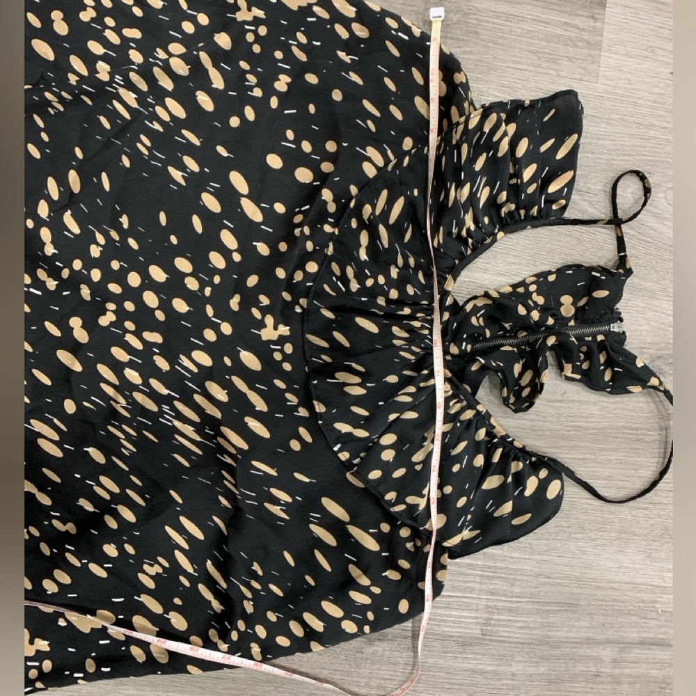 Black Tan Ruffle Racerback Tank Top Flowy Camisole One Size - Picture 6 of 15